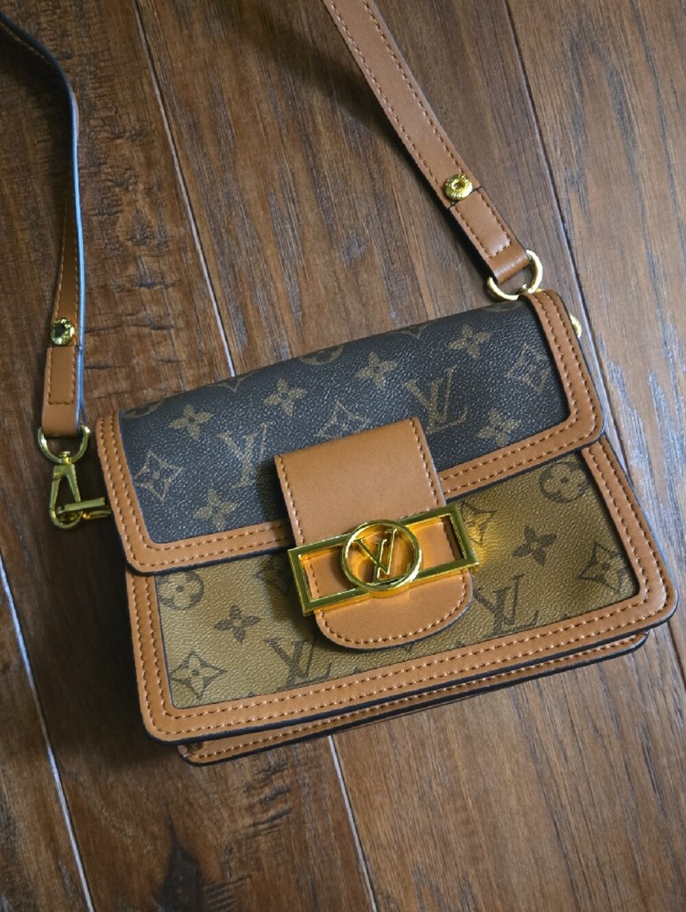Brown Monogram Mini Dauphine Crossbody with Tan Adjustable Crossbody Strap *read - Picture 2 of 7
